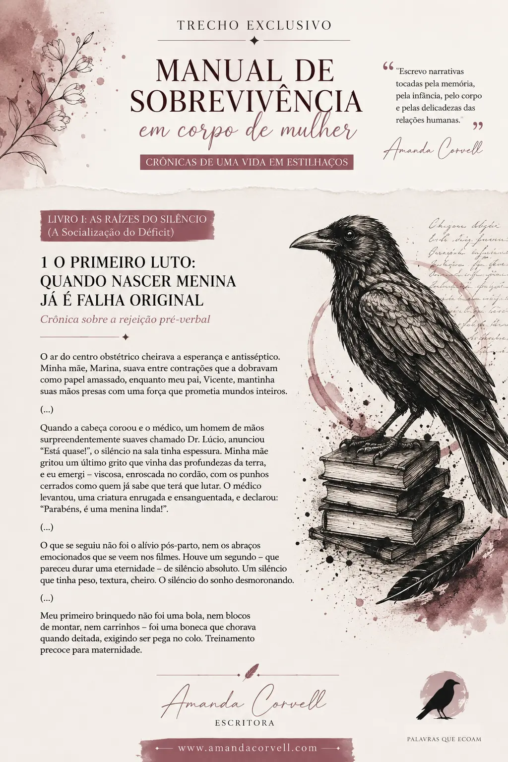 Trecho do livro Manual de Sobrevivência em Corpo de Mulher, de Amanda Corvell